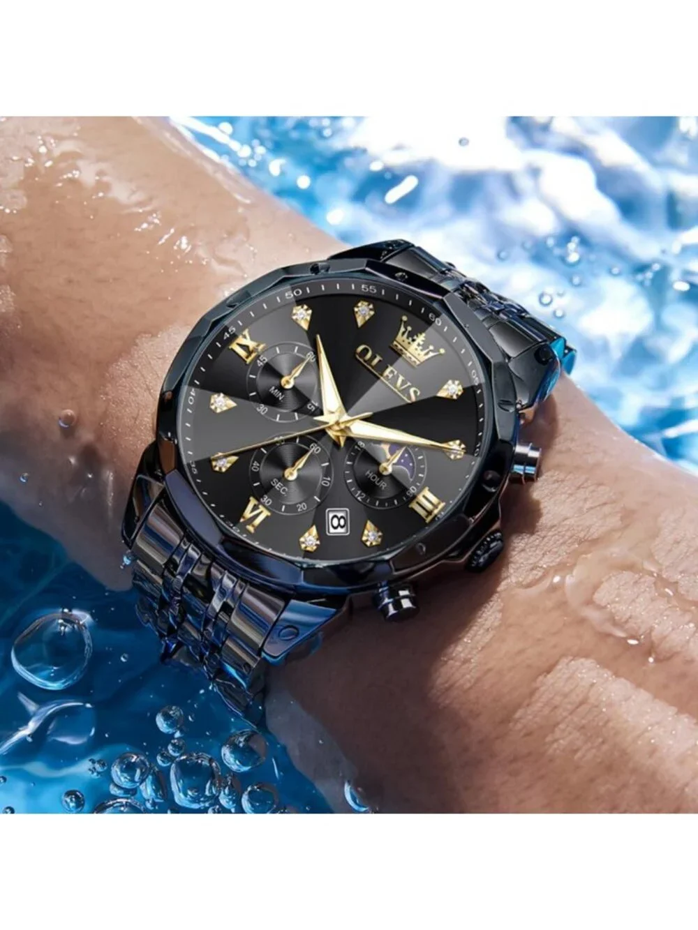 Stylish Stainless Steel Men's Chronograph Watch | Waterproof Big Face Dress